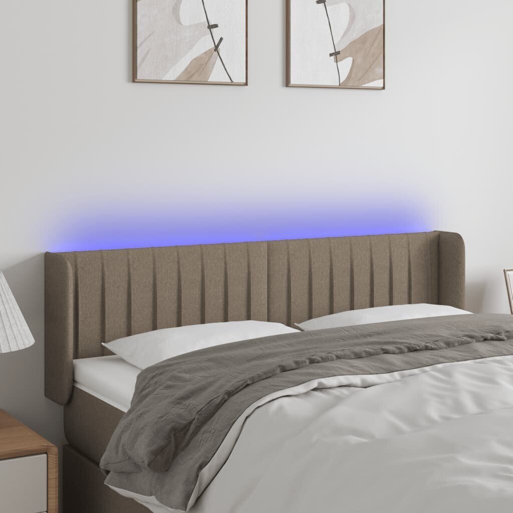 Sängynpääty LED-valolla, kangas, 147x16x78/88cm, taupe väri hinta ja tiedot | Sängyt | hobbyhall.fi