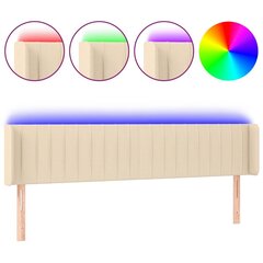 Sängynpääty LED-valolla, Kangas, 163x16x78/88cm, kermanvärinen hinta ja tiedot | Sängyt | hobbyhall.fi