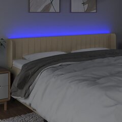 Sängynpääty LED-valolla, Kangas, 163x16x78/88cm, kermanvärinen hinta ja tiedot | Sängyt | hobbyhall.fi