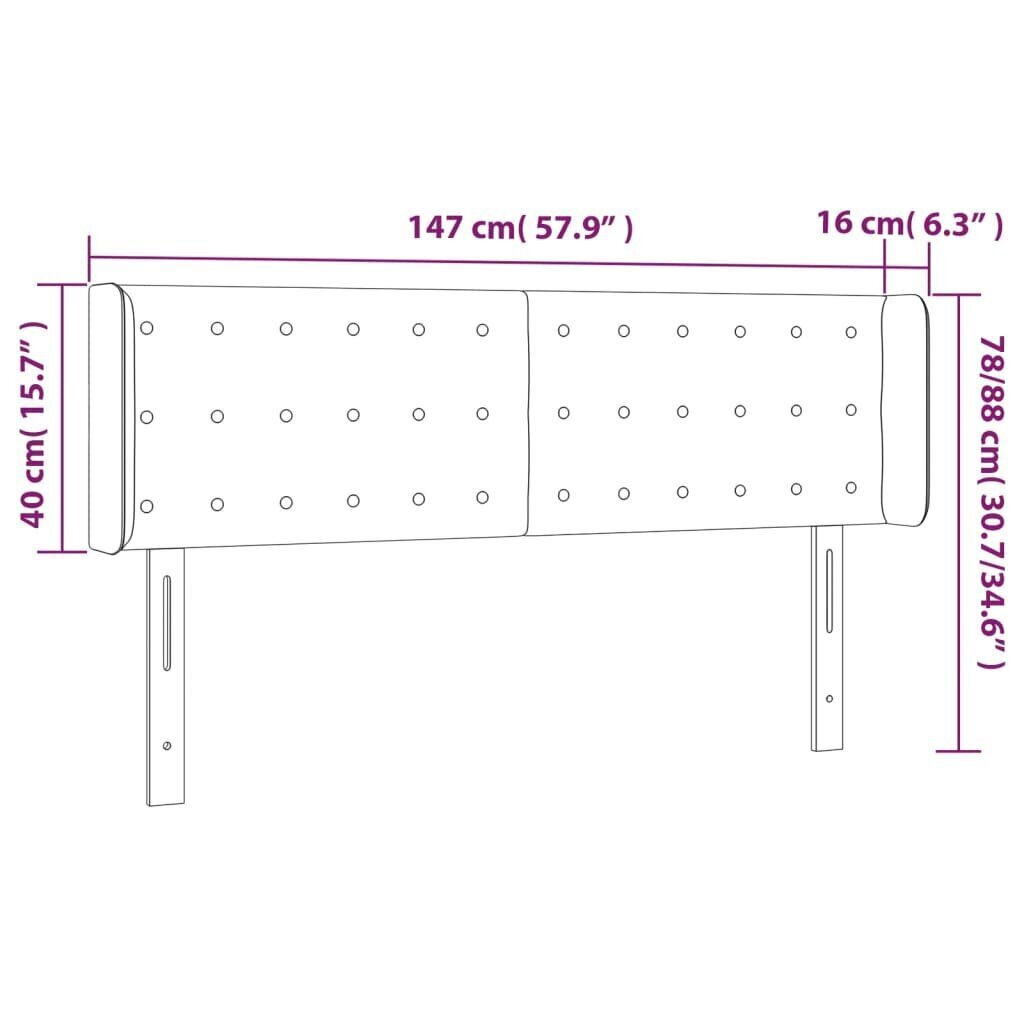 Sängynpääty LED-valolla, kangas, 147x16x78/88cm, taupe väri hinta ja tiedot | Sängyt | hobbyhall.fi