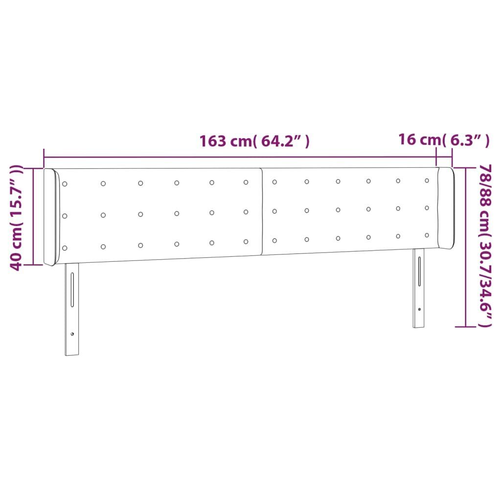 Sängynpääty LED-valolla, sininen, 163x16x78/88cm hinta ja tiedot | Sängyt | hobbyhall.fi