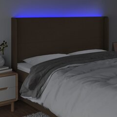 Sängynpääty LED-valolla, tummanruskea, 183x16x118/128cm hinta ja tiedot | Sängyt | hobbyhall.fi