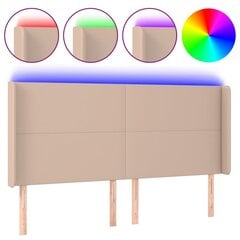 Sängynpääty LED-valolla, keinonahka, 163x16x118/128cm, cappuccino väri hinta ja tiedot | Sängyt | hobbyhall.fi