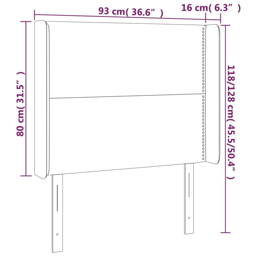 Sängynpääty LED-valolla, kangas, 93x16x118/128cm, taupe väri hinta ja tiedot | Sängyt | hobbyhall.fi