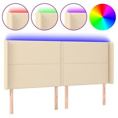 Sängynpääty LED-valolla, Kangas, 163x16x118/128 cm, kermanvärinen hinta ja tiedot | Sängyt | hobbyhall.fi