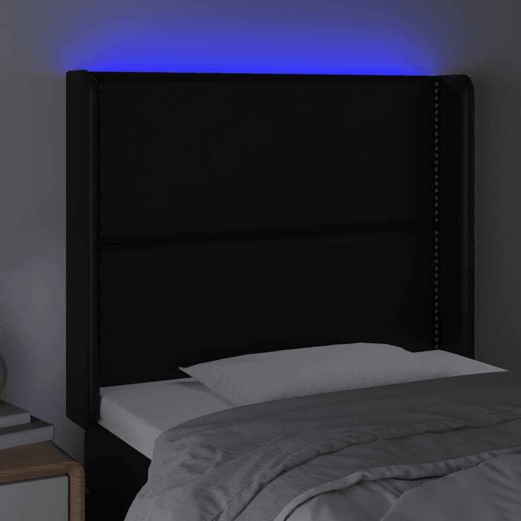 Sängynpääty LED-valolla, musta, 93x16x118/128 cm hinta ja tiedot | Sängyt | hobbyhall.fi