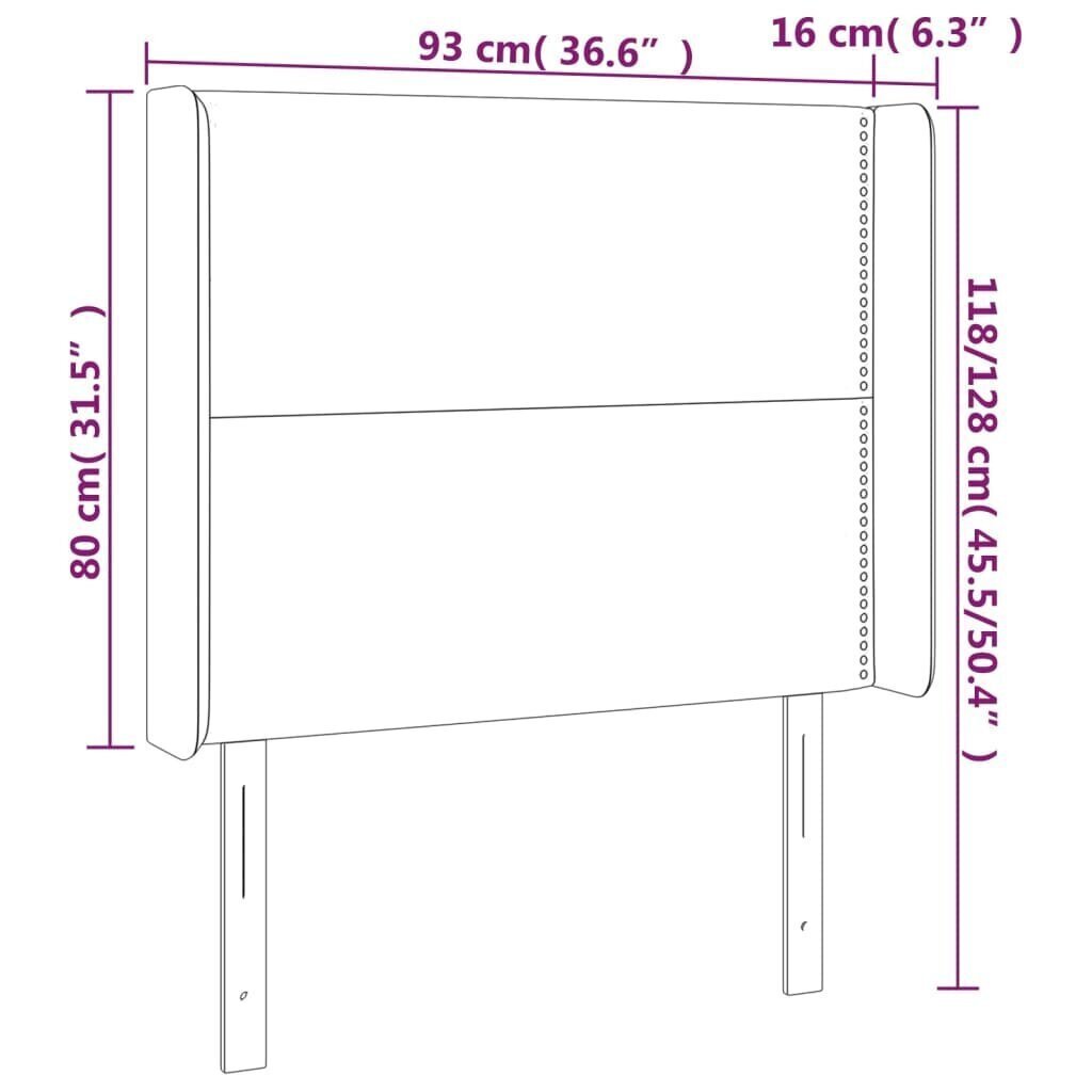 Sängynpääty LED-valolla, keinonahka, 93x16x118/128cm, cappuccino väri hinta ja tiedot | Sängyt | hobbyhall.fi