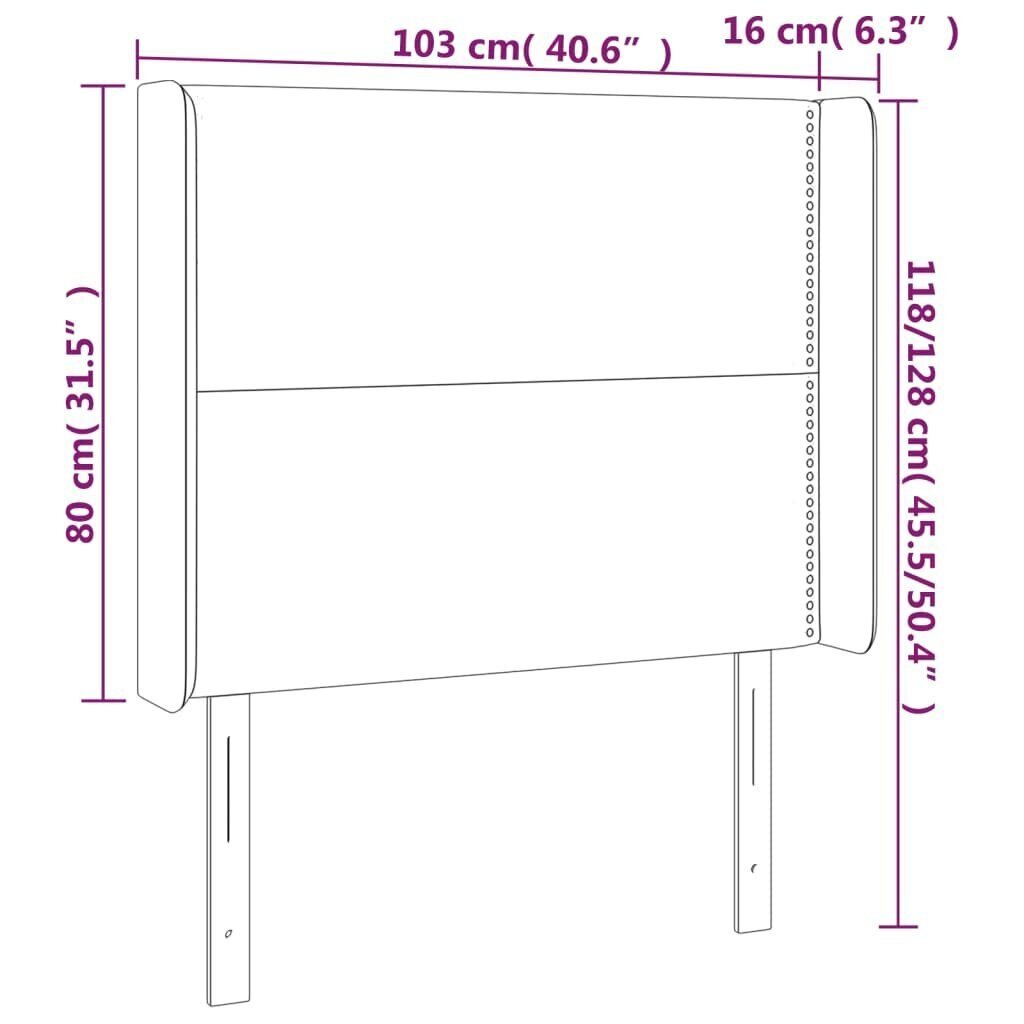 Sängynpääty LED-valolla, cappuccino, 103x16x118/128cm hinta ja tiedot | Sängyt | hobbyhall.fi