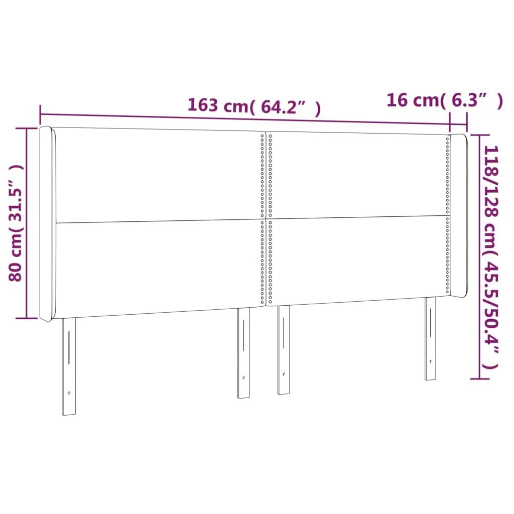 Sängynpääty LED-valolla, valkoinen, 163x16x118/128 cm hinta ja tiedot | Sängyt | hobbyhall.fi