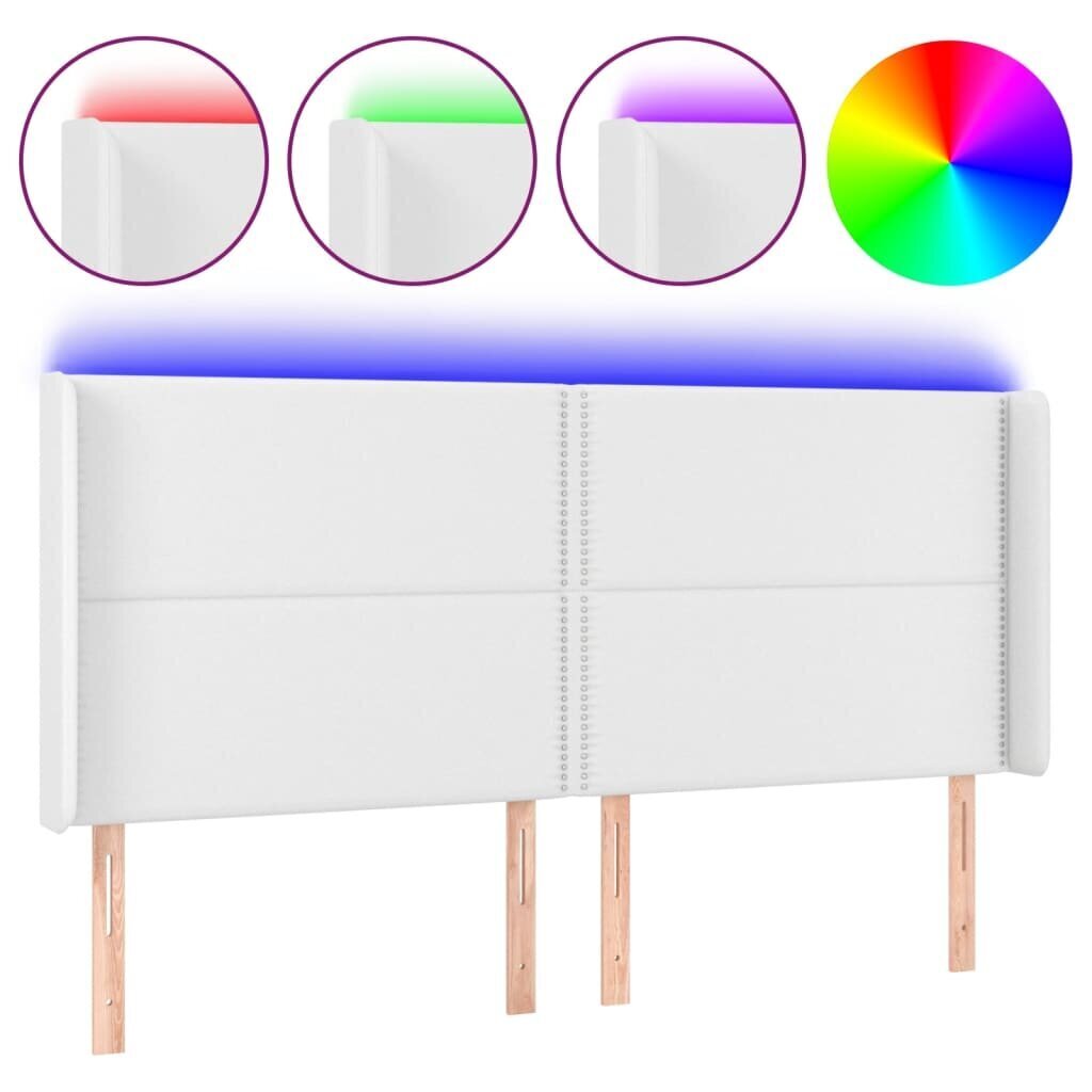 Sängynpääty LED-valolla, valkoinen, 163x16x118/128 cm hinta ja tiedot | Sängyt | hobbyhall.fi