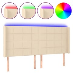 Sängynpääty LED-valolla, Kangas, 163x16x118/128 cm, kermanvärinen hinta ja tiedot | Sängyt | hobbyhall.fi