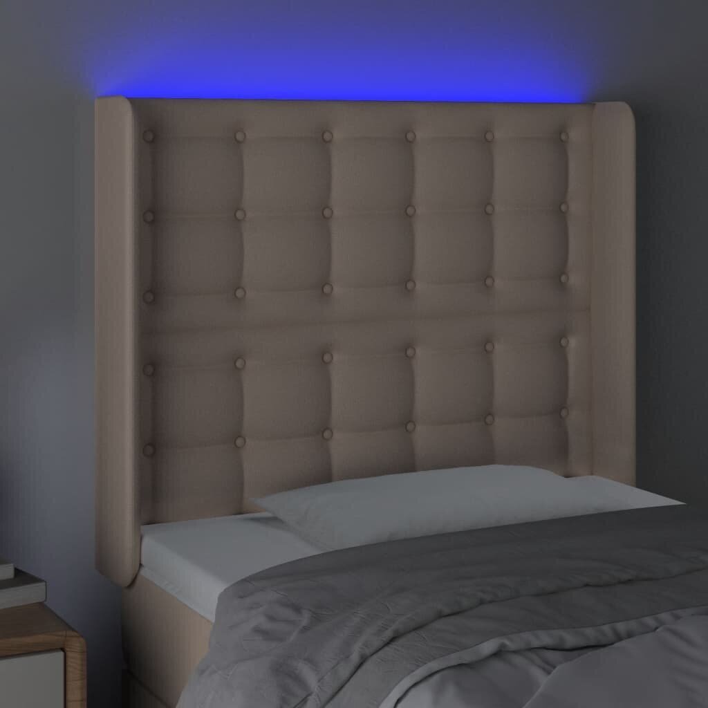 Sängynpääty LED-valolla, cappuccino, 103x16x118/128cm hinta ja tiedot | Sängyt | hobbyhall.fi