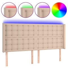 Sängynpääty LED-valolla, keinonahka, 163x16x118/128cm, cappuccino väri hinta ja tiedot | Sängyt | hobbyhall.fi