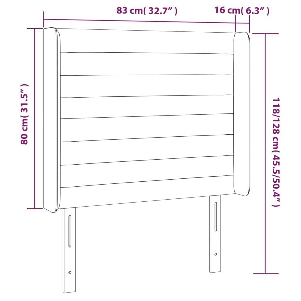 Sängynpääty LED-valolla, sininen, 83x16x118/128cm hinta ja tiedot | Sängyt | hobbyhall.fi