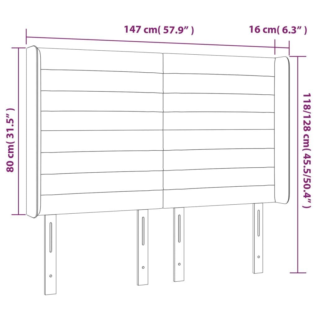 Sängynpääty LED-valolla, musta, 147x16x118/128cm hinta ja tiedot | Sängyt | hobbyhall.fi