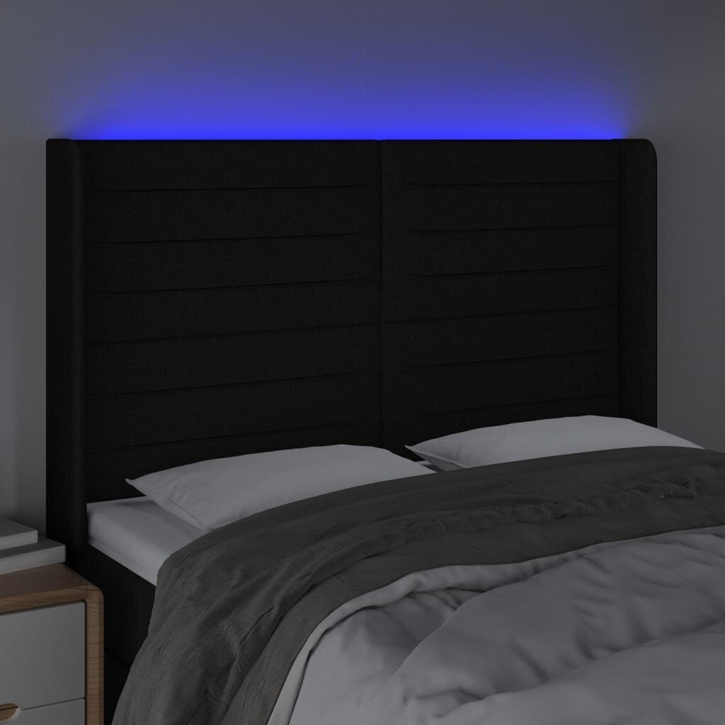 Sängynpääty LED-valolla, musta, 147x16x118/128cm hinta ja tiedot | Sängyt | hobbyhall.fi