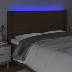 Sängynpääty LED-valolla, tummanruskea, 163x16x118/128cm hinta ja tiedot | Sängyt | hobbyhall.fi