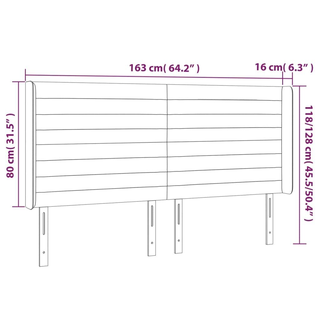 Sängynpääty LED-valolla, kangas, 163x16x118/128cm, taupe väri hinta ja tiedot | Sängyt | hobbyhall.fi