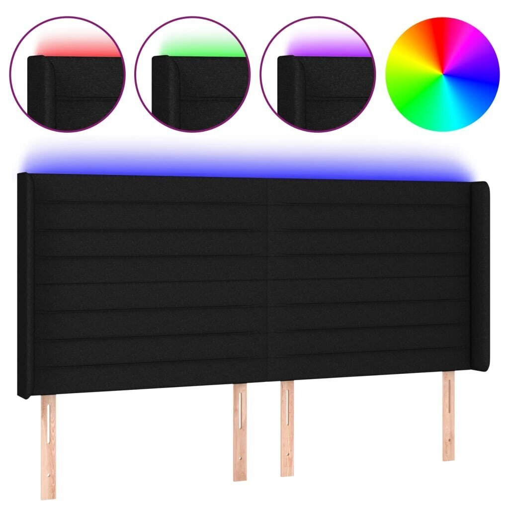 Sängynpääty LED-valolla, musta, 183x16x118/128cm hinta ja tiedot | Sängyt | hobbyhall.fi