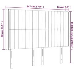 Sängynpääty LED-valolla, Kangas, 147x16x118/128 cm, kermanvärinen hinta ja tiedot | Sängyt | hobbyhall.fi