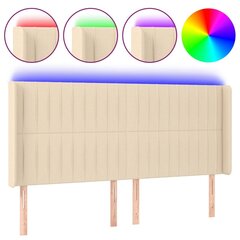 Sängynpääty LED-valolla, Kangas, 163x16x118/128 cm, kermanvärinen hinta ja tiedot | Sängyt | hobbyhall.fi