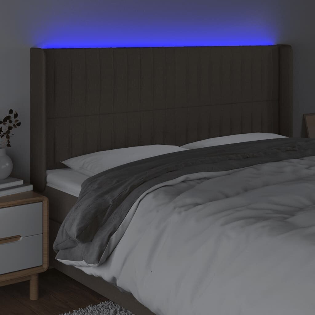 Sängynpääty LED-valolla, kangas, 183x16x118/128cm, taupe väri hinta ja tiedot | Sängyt | hobbyhall.fi