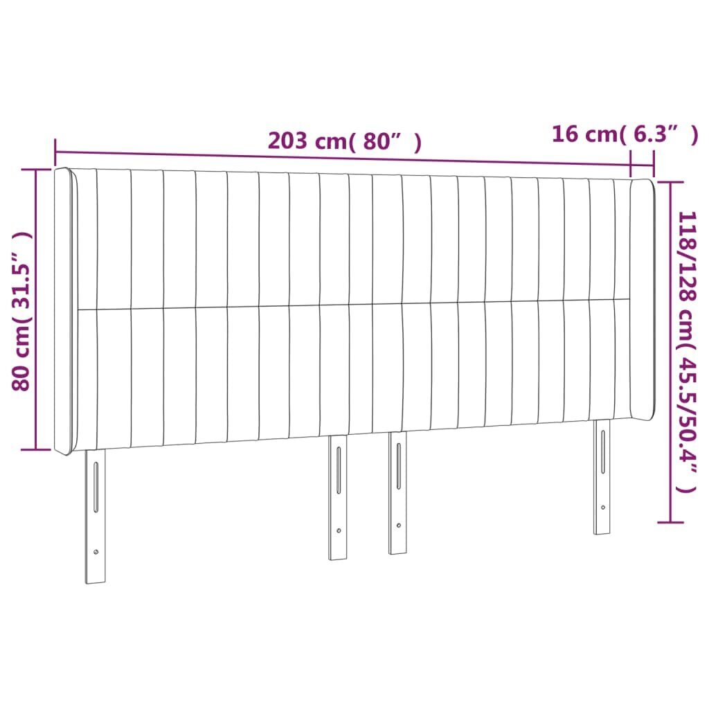 Sängynpääty LED-valolla, tummanruskea, 203x16x118/128cm hinta ja tiedot | Sängyt | hobbyhall.fi