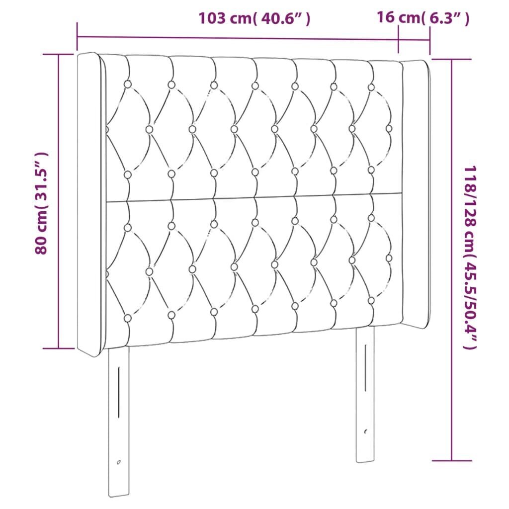 Sängynpääty LED-valolla, sininen, 103x16x118/128cm hinta ja tiedot | Sängyt | hobbyhall.fi