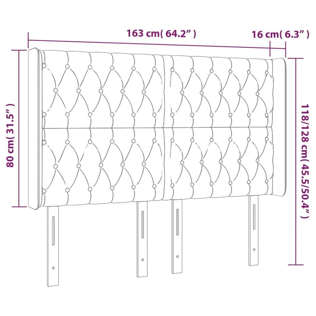 Sängynpääty LED vidaXL:llä, Kangas, 163x16x118/128cm, musta hinta ja tiedot | Sängyt | hobbyhall.fi