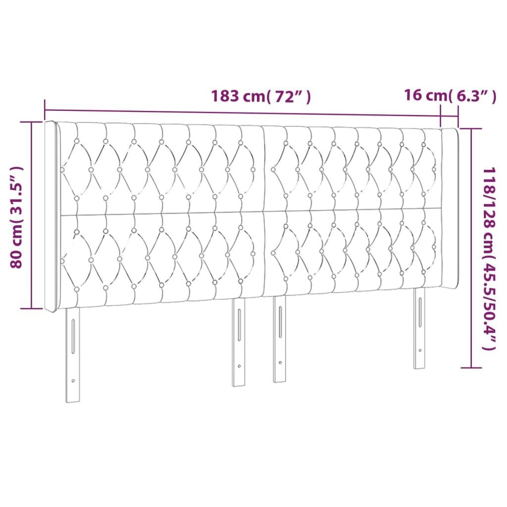 Sängynpääty LED-valolla, sininen, 183x16x118/128cm hinta ja tiedot | Sängyt | hobbyhall.fi