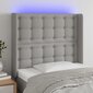 Sängynpääty LED-valolla, vaaleanharmaa, 103x16x118/128cm, kangas hinta ja tiedot | Sängyt | hobbyhall.fi