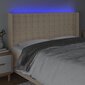 Sängynpääty LED-valolla, Kangas, 163x16x118/128 cm, kermanvärinen hinta ja tiedot | Sängyt | hobbyhall.fi