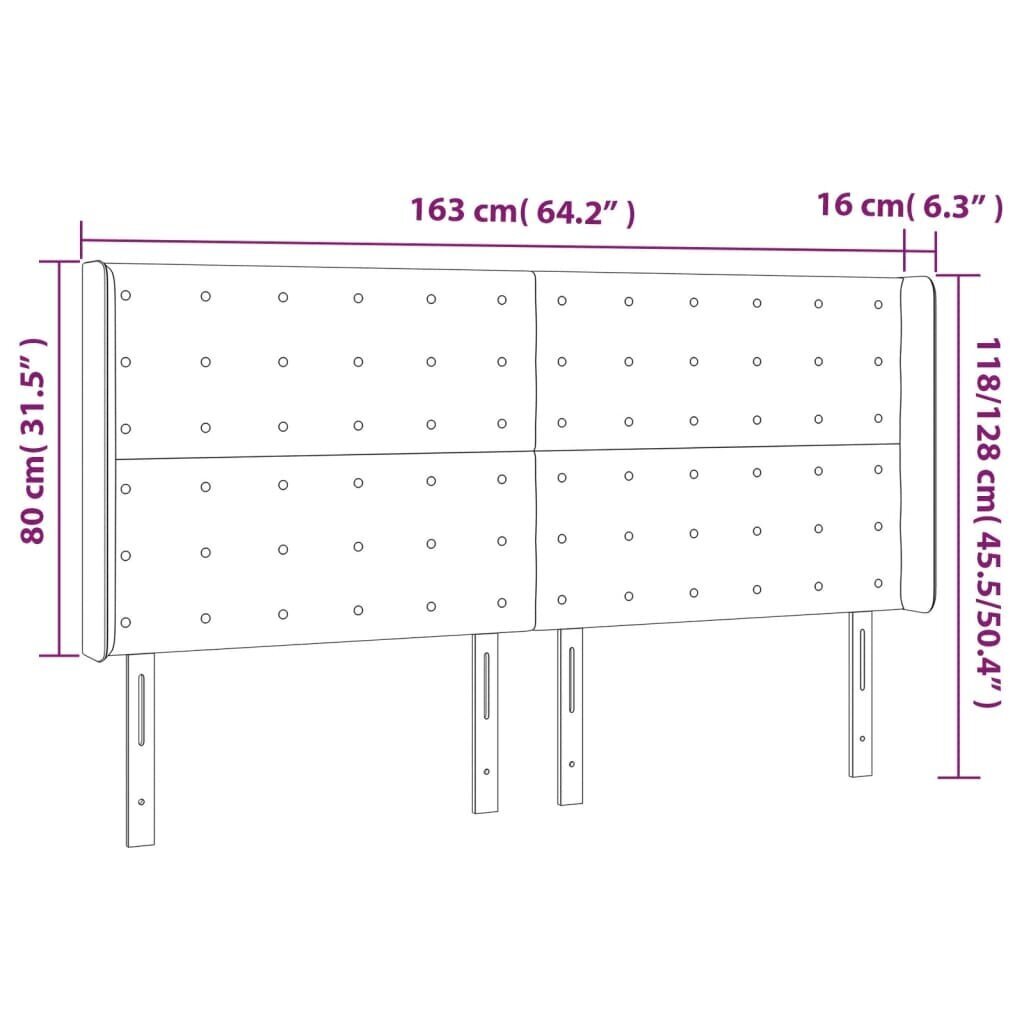 Sängynpääty LED-valolla, Kangas, 163x16x118/128 cm, kermanvärinen hinta ja tiedot | Sängyt | hobbyhall.fi