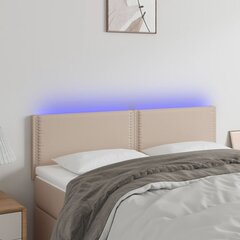 Sängynpääty LED-valolla, keinonahka, 144x5x78/88cm, cappuccino väri hinta ja tiedot | Sängyt | hobbyhall.fi