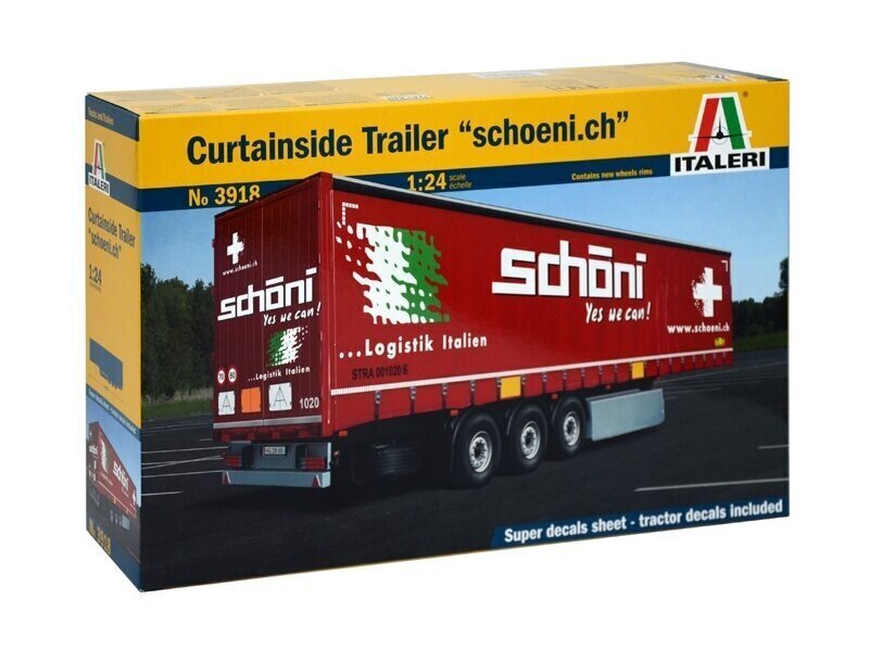 Italeri - Curtainside Trailer "Schoeni.ch", 1/24, 3918 hinta ja tiedot | LEGOT ja rakennuslelut | hobbyhall.fi