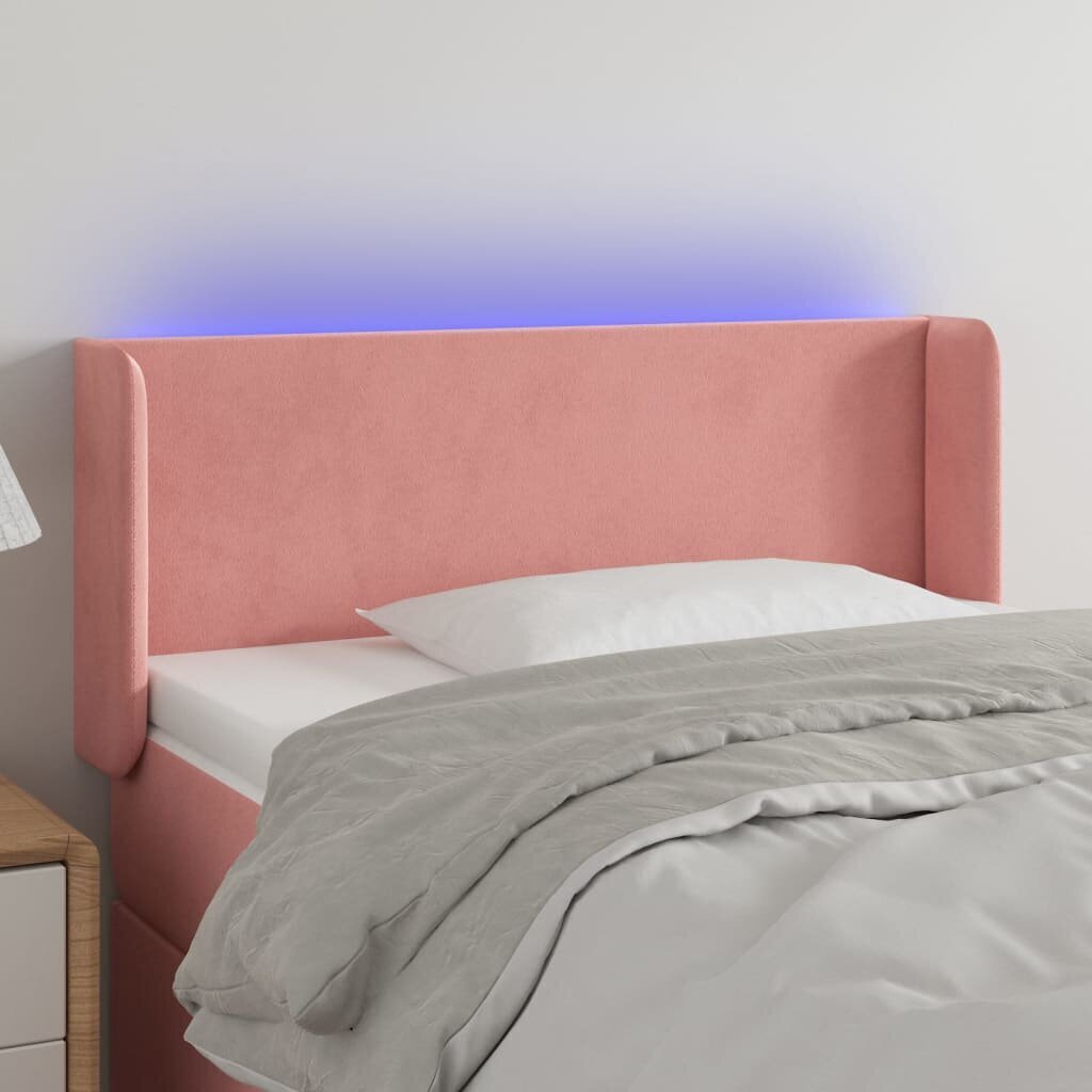 Sängynpääty LED-valolla, Velvet, 93x16x78/88cm, pinkki hinta ja tiedot | Sängyt | hobbyhall.fi