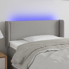 Sängynpääty LED-valolla, vaaleanharmaa, 103x16x78/88cm, kangas hinta ja tiedot | Sängyt | hobbyhall.fi