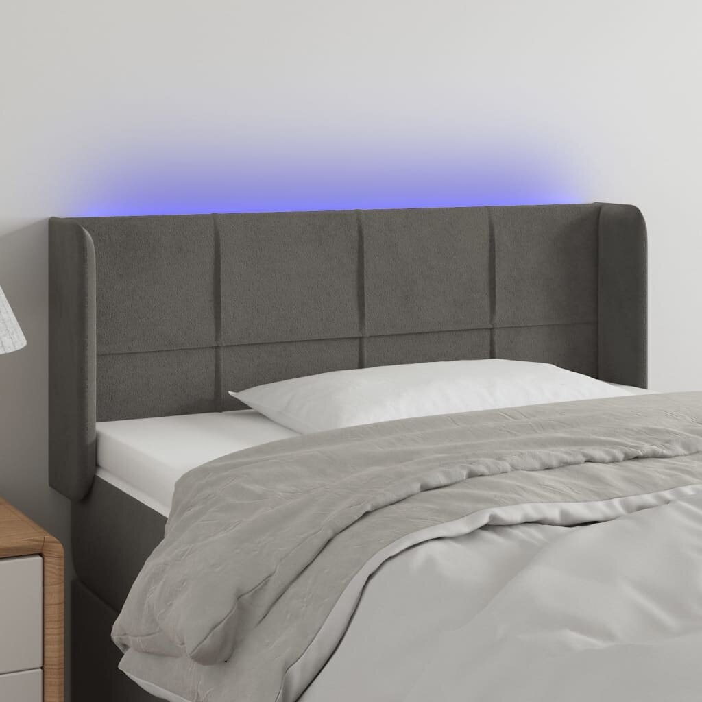 Sängynpääty LED-valolla, tummanharmaa, 83x16x78/88cm hinta ja tiedot | Sängyt | hobbyhall.fi