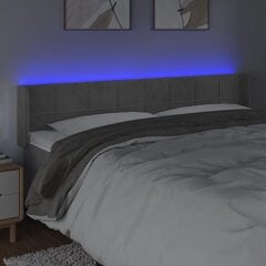 Sängynpääty LED vidaXL, Velvet, 183x16x78/88cm, vaaleanharmaa hinta ja tiedot | Sängyt | hobbyhall.fi