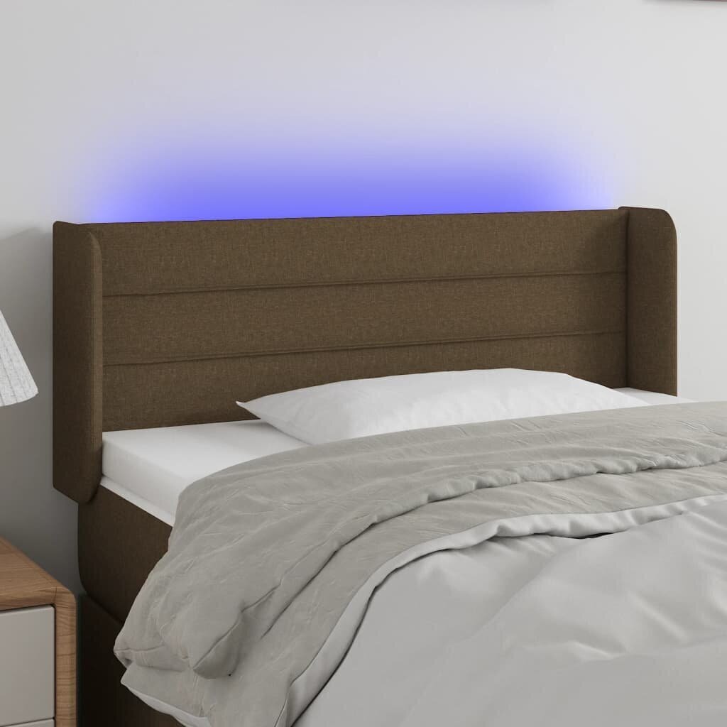 Sängynpääty LED-valolla, Kangas, 83x16x78/88cm, tummanruskea hinta ja tiedot | Sängyt | hobbyhall.fi