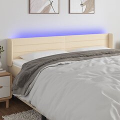 Sängynpääty LED-valolla, Kangas, 163x16x78/88cm, kermanvärinen hinta ja tiedot | Sängyt | hobbyhall.fi