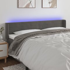 Sängynpääty LED-valolla, Velvet, 163x16x78/88cm, tummanharmaa hinta ja tiedot | Sängyt | hobbyhall.fi