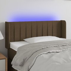 Sängynpääty LED-valolla, Kangas, 93x16x78/88cm, tummanruskea hinta ja tiedot | Sängyt | hobbyhall.fi