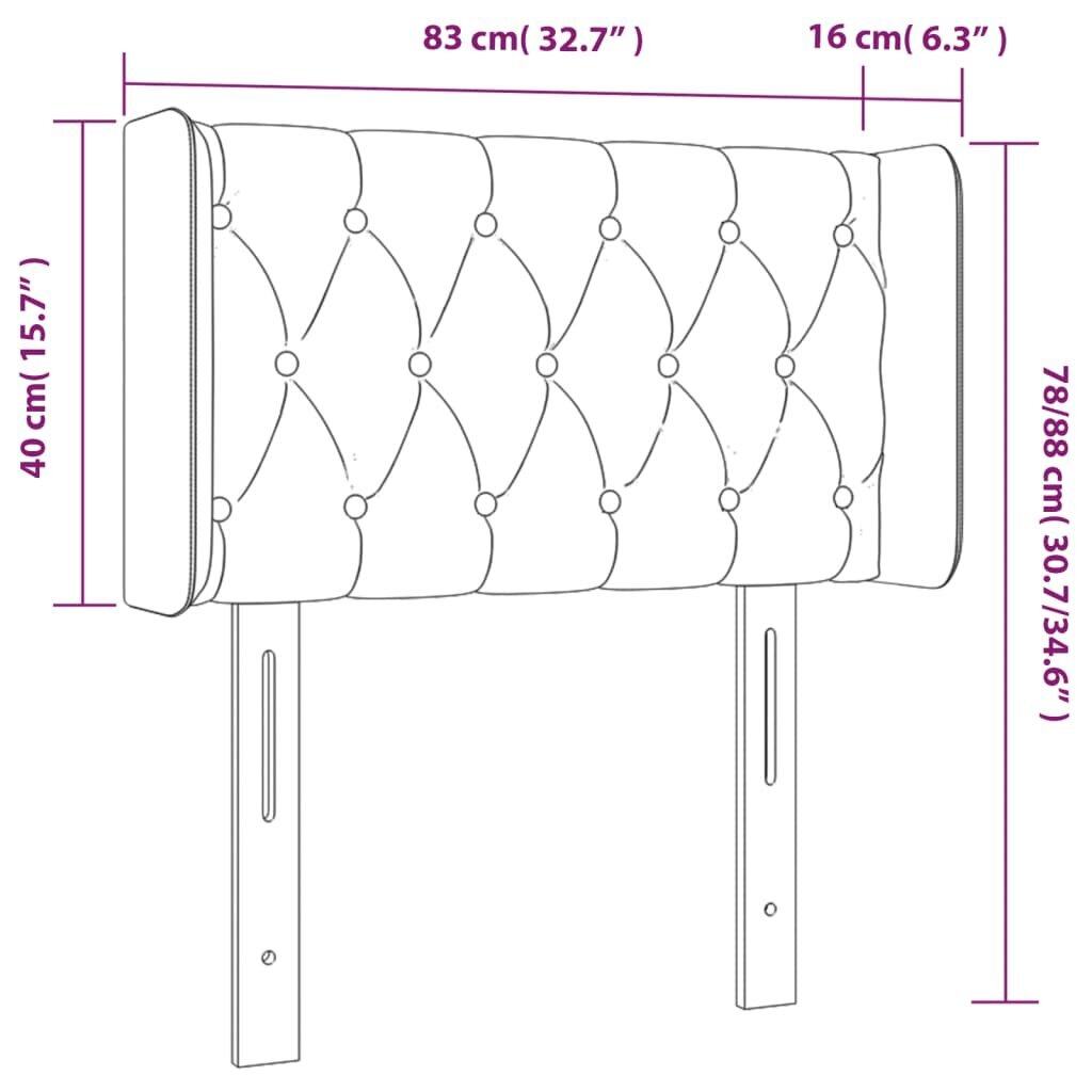 Sängynpääty LED-valolla, vaaleanharmaa, 83x16x78/88cm hinta ja tiedot | Sängyt | hobbyhall.fi