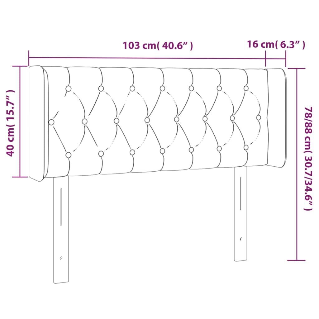 Sängynpääty vidaXL, 103x16x78/88cm, pinkki hinta ja tiedot | Sängyt | hobbyhall.fi