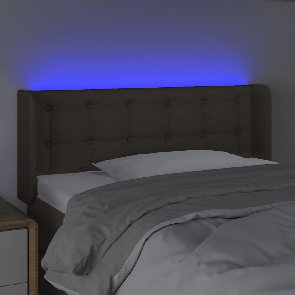 Sängynpääty LED-valolla, kangas, 83x16x78/88cm, taupe väri hinta ja tiedot | Sängyt | hobbyhall.fi