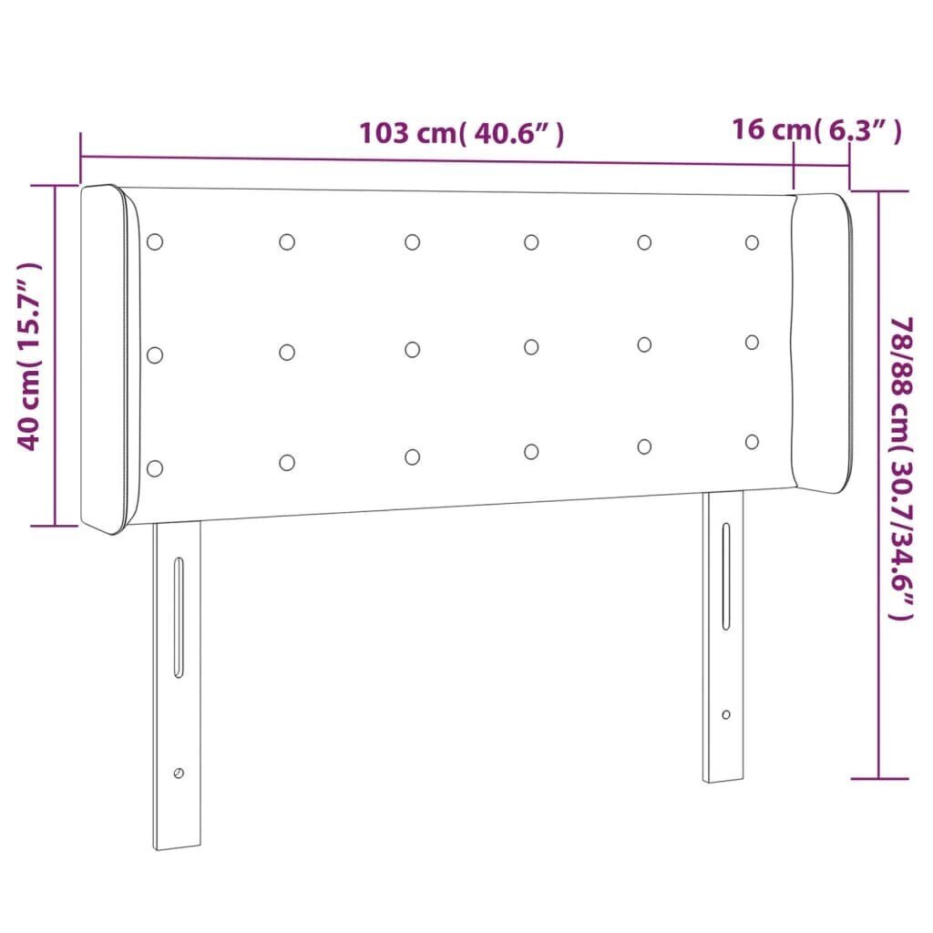 Sängynpääty LED-valolla, Kangas, 103x16x78/88cm, kermanvärinen hinta ja tiedot | Sängyt | hobbyhall.fi