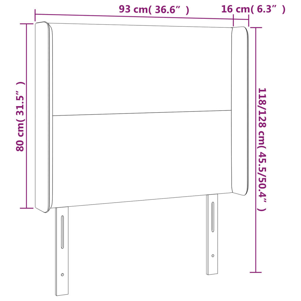 Sängynpääty LED-valolla, tummanharmaa, 93x16x118/128cm hinta ja tiedot | Sängyt | hobbyhall.fi