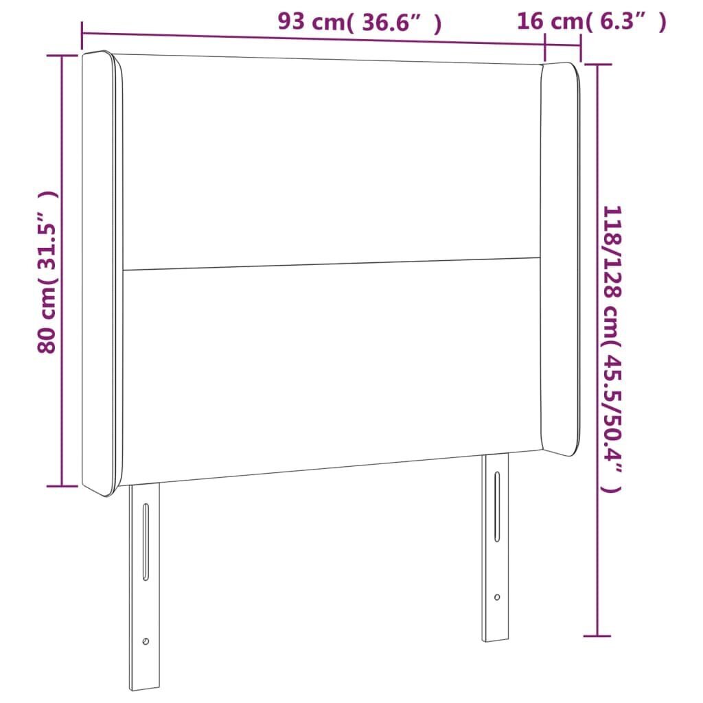 Sängynpääty LED-valolla, sininen, 93x16x118/128cm hinta ja tiedot | Sängyt | hobbyhall.fi