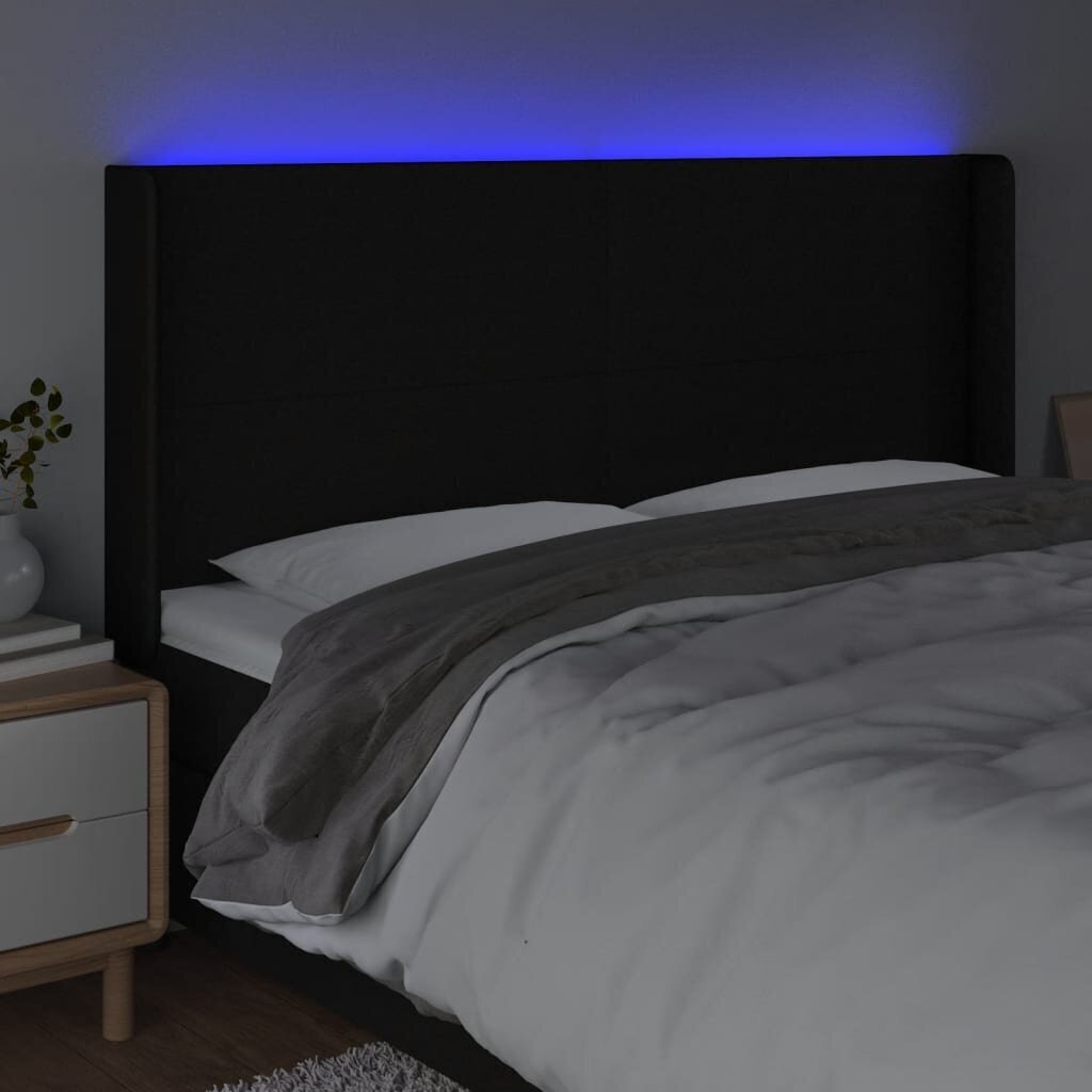Sängynpääty LED-valolla, musta, 163x16x118/128cm hinta ja tiedot | Sängyt | hobbyhall.fi